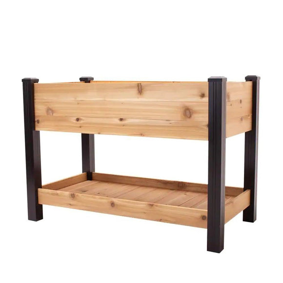 2-Ft x 4-Ft Cedar Wood Raised Garden Bed Planter Bed with Black Vinyl Legs - FREE SHIPPING