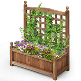 Natural Fir Wood Outdoor Garden Planter Box with 30-inch High Trellis - FREE SHIPPING
