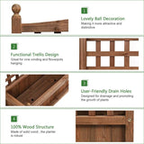 Natural Fir Wood Outdoor Garden Planter Box with 30-inch High Trellis - FREE SHIPPING