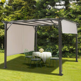 Modern 10 x 10 Ft Heavy Duty Metal Frame Pergola Gazebo with Beige Canopy - FREE SHIPPING