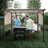 Modern 10 x 10 Ft Heavy Duty Metal Frame Pergola Gazebo with Beige Canopy - FREE SHIPPING