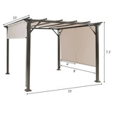 Modern 10 x 10 Ft Heavy Duty Metal Frame Pergola Gazebo with Beige Canopy - FREE SHIPPING
