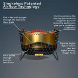 25-inch Outdoor Wood Burning Stainless Steel Smokeless Fire Pit with Cover - FREE SHIPPING