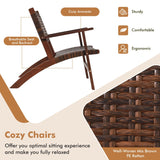 3 Piece Wooden Rattan Outdoor Patio Furniture Chair Table Bistro Set - FREE SHIPPING