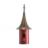 Red Metal Birdhouse with Copper Bronze Finish Gramophone Roof - FREE SHIPPING