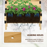 2 Tier Self Draining Natural Wood Raised Garden Bed Planter Box with Trellis - FREE SHIPPING