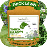 Flawn Seed Kits thick bee lawn seed kit packaging with greenery in the background