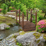 7.5 Ft Wooden Garden Bridge with Hand Rails in Carbonized Wood Finish - FREE SHIPPING