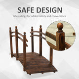 7.5 Ft Wooden Garden Bridge with Hand Rails in Carbonized Wood Finish - FREE SHIPPING