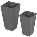 Set of 2 Modern Lightweight Outdoor Flower Pot Planters in Grey 22-in and 18-in - FREE SHIPPING