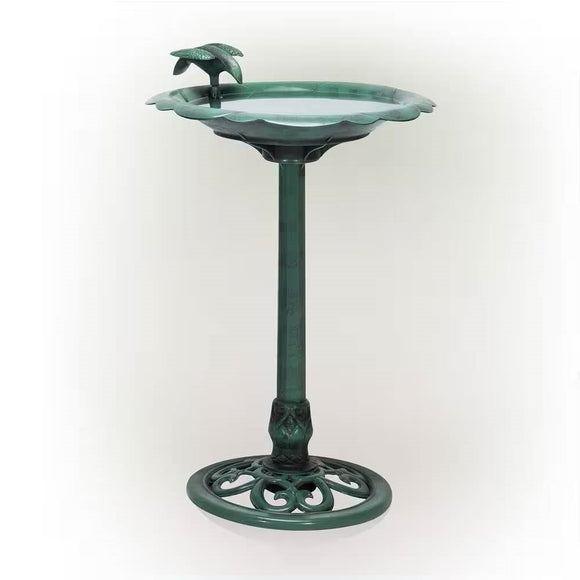 Outdoor Polypropylene Weather Resistant Bird Bath in Dark Green Finish - FREE SHIPPING
