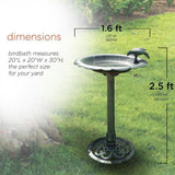 Outdoor Polypropylene Weather Resistant Bird Bath in Dark Green Finish - FREE SHIPPING