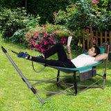 Green Portable Camping Foldable Hammock with Stand and Carry Case - FREE SHIPPING