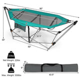 Green Portable Camping Foldable Hammock with Stand and Carry Case - FREE SHIPPING