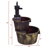 Outdoor 2-Tier Rustic Barrel Water Fountain with Submersible Pump - FREE SHIPPING