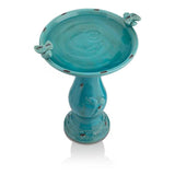 Outdoor Turquoise Blue Ceramic Birdbath - FREE SHIPPING