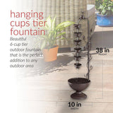 Outdoor Indoor 6-Tier Hanging Cups Water Fountain in Bronze Finish - FREE SHIPPING