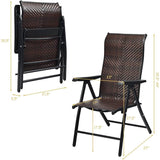 Outdoor/Indoor Folding Patio Chair with Brown Rattan Seat and High Back-Rest - FREE SHIPPING