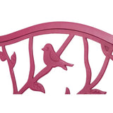 Red Steel Frame Outdoor Patio Garden Bench with Bird Branch Pattern Backrest - FREE SHIPPING