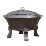 26-inch Outdoor Cast Iron Fire Pit with Mesh Cover and Poker in Bronze - FREE SHIPPING