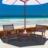 Solid Wood and Rattan 3-Piece Outdoor Patio Furniture Table Chairs Set - FREE SHIPPING