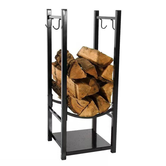 Black Indoor/Outdoor 32-inch Firewood Log Rack - FREE SHIPPING