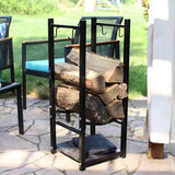 Black Indoor/Outdoor 32-inch Firewood Log Rack - FREE SHIPPING