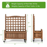 Solid Fir Wood Outdoor Raised Garden Bed Planter Box Cart on Wheels with Trellis - FREE SHIPPING