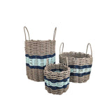 Lobster Rope Basket Tan and Seafoam, Navy Accents - FREE SHIPPING