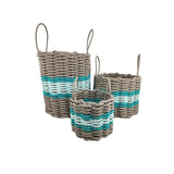 Lobster Rope Basket Tan and Seafoam, Teal Accents - FREE SHIPPING