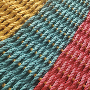 Close-up of multicolored rope with yellow accents
