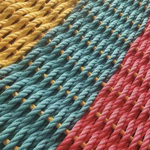 Close-up of multicolored rope with yellow accents