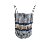 Lobster Rope Basket Light Gray and Light Tan, Navy Accents - FREE SHIPPING