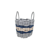 Lobster Rope Basket Light Gray and Light Tan, Navy Accents - FREE SHIPPING