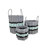 Lobster Rope Basket Light Gray and Seafoam, Black Accents - FREE SHIPPING