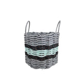 Lobster Rope Basket Light Gray and Seafoam, Black Accents - FREE SHIPPING