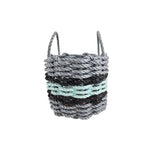 Lobster Rope Basket Light Gray and Seafoam, Black Accents - FREE SHIPPING