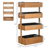 4 Tier Vertical Wooden Planter Box Raised Bed Natural - FREE SHIPPING