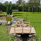 Outdoor Solid Wood 5-Ft Garden Bridge in Natural Wood Finish - FREE SHIPPING