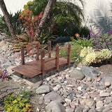 Outdoor 5-foot Solid Fir Wood Garden Bridge in Rustic Brown Finish - FREE SHIPPING