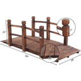 Outdoor 5-foot Solid Fir Wood Garden Bridge in Rustic Brown Finish - FREE SHIPPING
