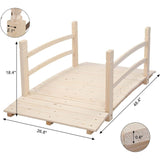 Outdoor 4-ft Wooden Garden Bridge with Rails in Natural Wood Finish - FREE SHIPPING