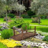 Outdoor 4-ft Wooden Garden Bridge in Rustic Brown Wood Finish - FREE SHIPPING
