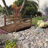 Outdoor 4-ft Wooden Garden Bridge in Rustic Brown Wood Finish - FREE SHIPPING
