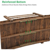 Outdoor 4-ft Wooden Garden Bridge in Rustic Brown Wood Finish - FREE SHIPPING