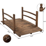 Outdoor 4-ft Wooden Garden Bridge in Rustic Brown Wood Finish - FREE SHIPPING