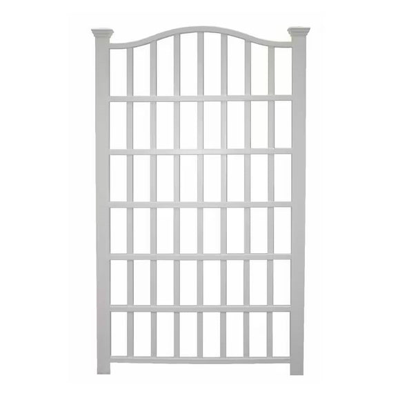 Large 8-Ft x 4.5-Ft Outdoor White Vinyl Garden Trellis Privacy Screen - FREE SHIPPING