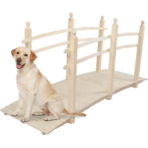 Outdoor 7.5-Ft Wooden Garden Bridge in Natural Wood Finish - FREE SHIPPING