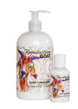 Two bottles of Appalachian Goat's Milk Lotion on a white background