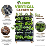 Varden Vertical Garden 36 with features highlighted on a white background